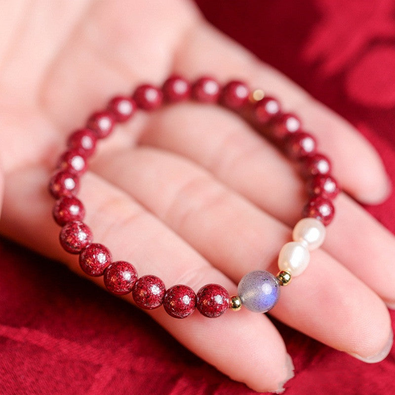 Vermillion Pearl Moonstone Couple Simple Bracelet - Dazpy