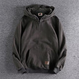 Thickened Half Zipper Open Collar Hooded Trend Men's Sweater