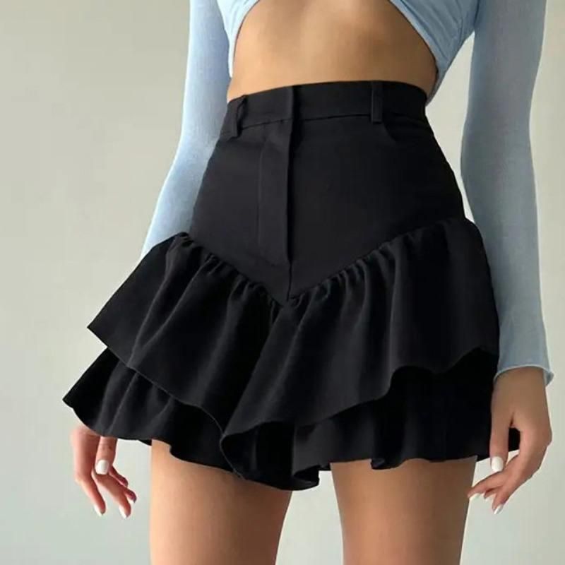 Elegant High Waist Ruffle Skirt