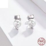 Sterling Silver Pearl Earrings Anti Allergy Temperament Silver Studs - Dazpy