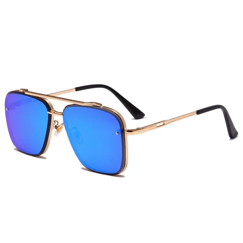 Gafas de sol clásicas vintage cuadradas: gafas de sol de lujo con montura de metal y protección UV400 para hombres y mujeres