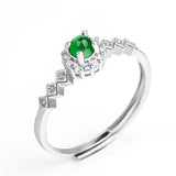 Emerald Green Ice Jade Ring Fashion Men's Ring Women's Adjustable - Dazpy