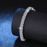 Platinum Silver Plated Moissanite Bracelet Full Row - Dazpy