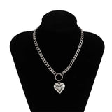 Heart Pendant Punk Choker - Fashion Metal Link Chain Necklace for Women