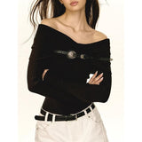 Eleganter Off-Shoulder Slim Fit Pullover