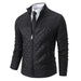 Men's Sweater Coat Color Matching Zipped Stand Collar Sweater