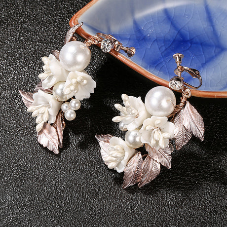 Female Pearl Bride Ceramic Earrings - Dazpy