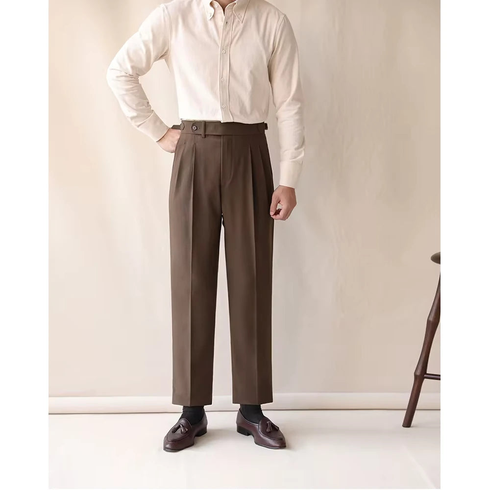 Pantalones de pierna recta y cintura alta para hombre