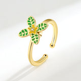 S925 Sterling Silver Fashion Micro Inlaid Zircon Small Flower Spinning Ring Women - Dazpy