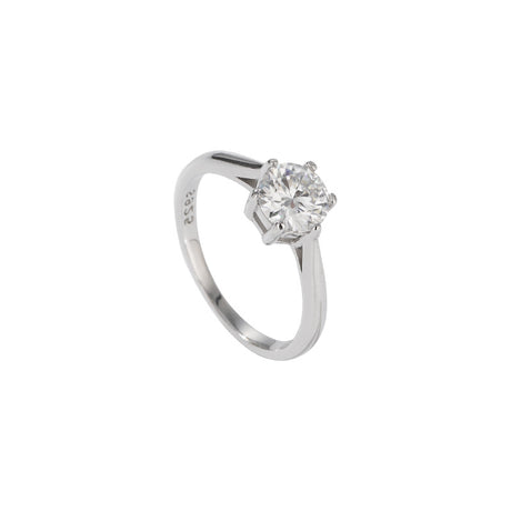 Moissanite Sterling Silver 50-minute Six-claw Ring - Dazpy