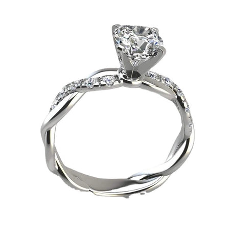 Mujing Jewelry S925 Silver Twisted Round Engagement Ring - Dazpy