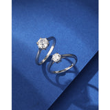 Moissanite Sterling Silver 50-minute Six-claw Ring - Dazpy