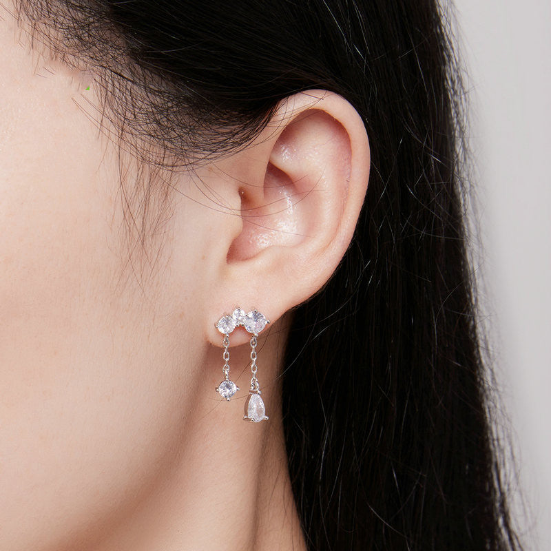 S925 Silver Drop Zircon Delicate Sparkle Earrings - Dazpy