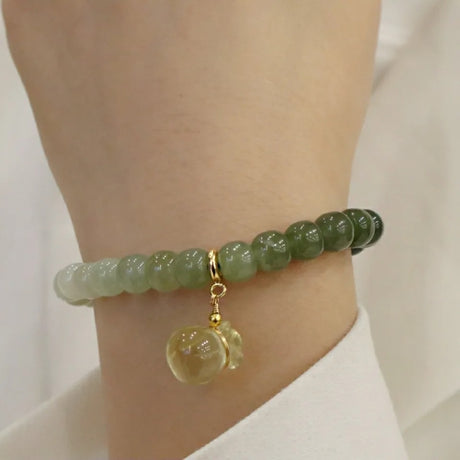 Natural Hetian Gradient Jade Barrel Bead Bracelet - Dazpy