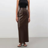 Elegant Ankle-Length Faux Leather Skirt for Women