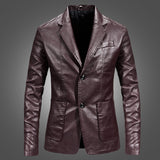 Slim Handsome Spring Chaqueta de cuero Traje pequeño Hombres