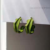 Chic Green Leaf Geometric Drop Earrings for Women