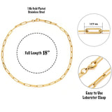 Hot Paperclip Link Chain Women Necklace Stainless Steel Gold - Dazpy