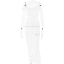 Vestido largo de encaje transparente con tirantes y talle alto para mujer