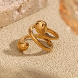 Anillo de serpiente en espiral de doble capa bañado en oro de 18 quilates