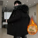 Fleece-lined Hooded Thickened Winter Mid-length Jacket Trench Youth Cotton-padded Men's Coat