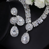 Zircon Necklace Earrings Two Piece Jewelry Set - Dazpy