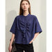 Summer Asymmetrical Stand-up Collar Blouse