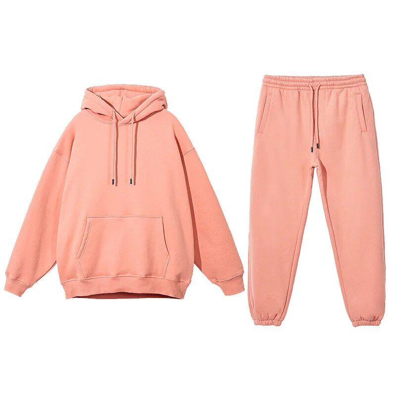 Conjunto acogedor de sudadera con capucha y pantalones deportivos de polar