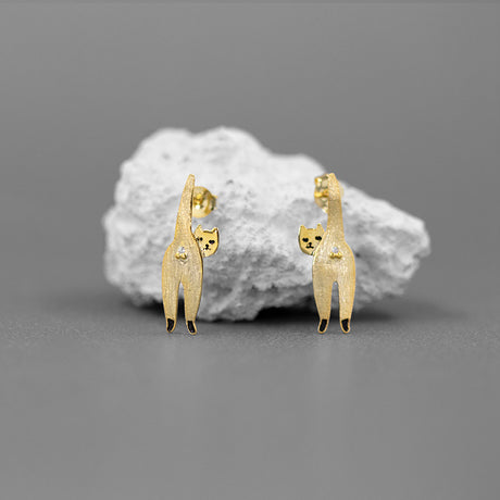 S925 Sterling Silver Stud Little Kitty Cute - Dazpy