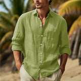 Camisa casual de color sólido de talla grande para hombre