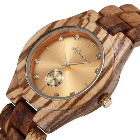 Men's Simple Personality Creative Red Sandalwood Strap Quartz Movement Watch - Dazpy