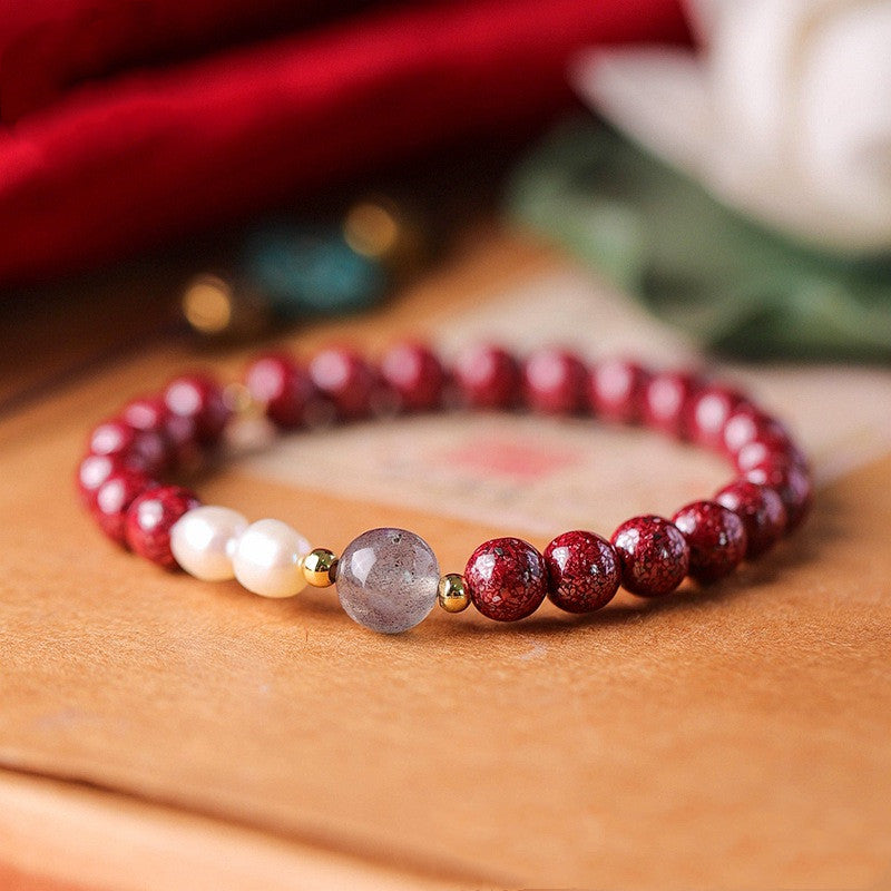 Vermillion Pearl Moonstone Couple Simple Bracelet - Dazpy