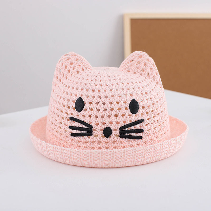 Sombrero de paja de verano para bebé con lindas orejas de gato