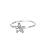 Anillo de estrella de mar con circonitas para mujer