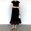 Vestido evasé de algodón con volantes para mujer