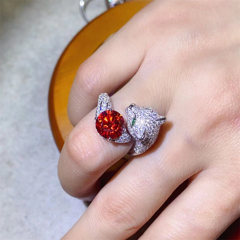 Fashion Color 8-heart 8-cut Mosan Diamond Ring - Dazpy