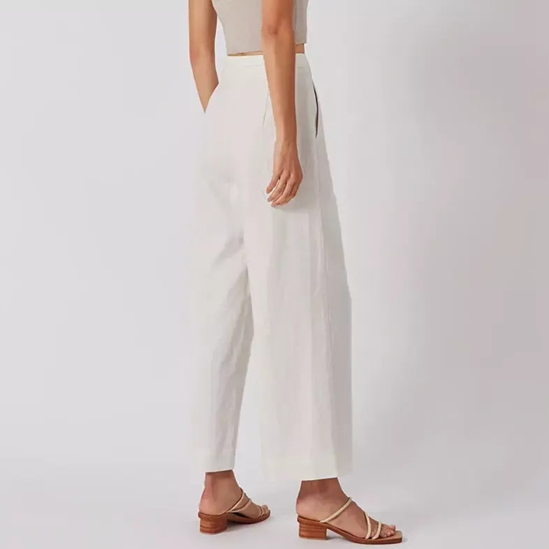 Elegant High-Waist Korean Style Office & Streetwear Linen Trousers