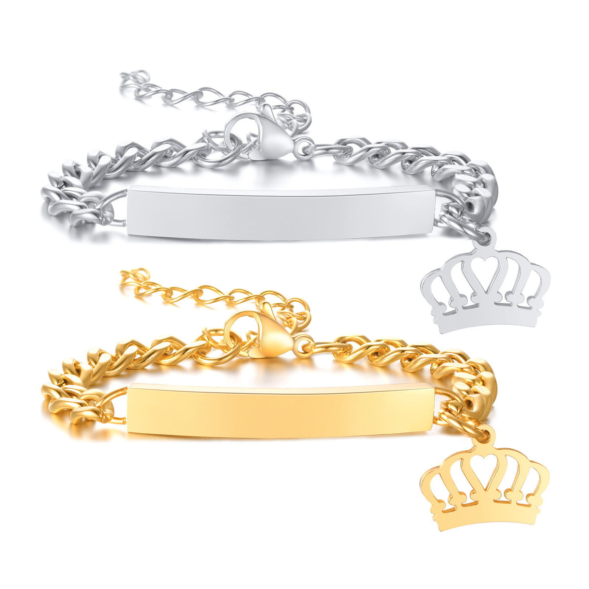 Personalized Name Pattern Laser Curved Crown Bracelet - Dazpy