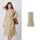 Elegant Summer V-Neck Midi Shirt Dress with Pockets