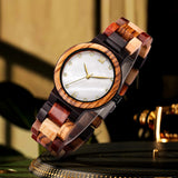 Simple Pearl Shell Color Wood Ladies Watch - Dazpy