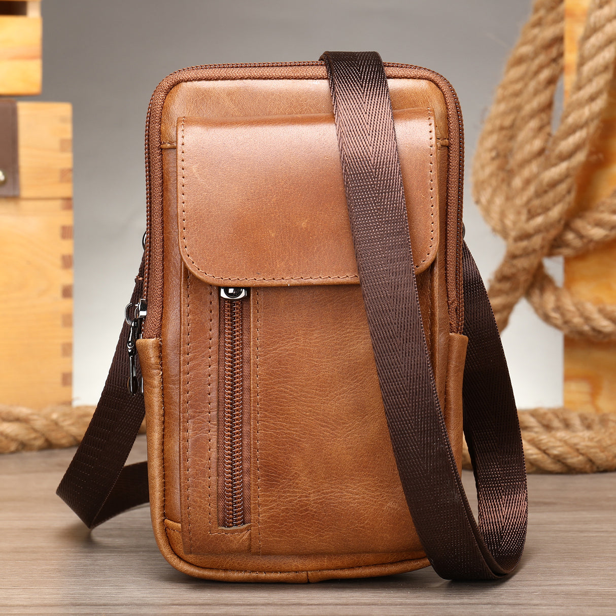 Men's Leather Casual One-shoulder Messenger Bag - Dazpy