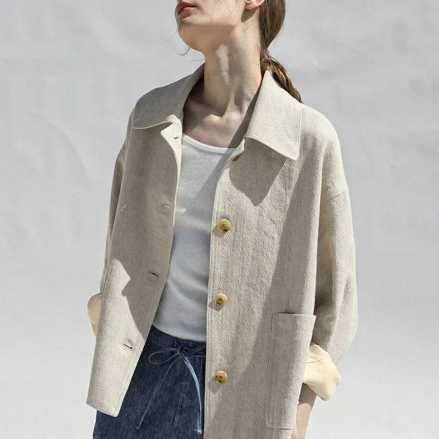 Elegant Casual Cotton-Linen Autumn Jacket