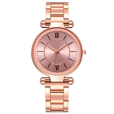 Exquisito reloj de cuarzo para mujer en acero inoxidable y oro rosa