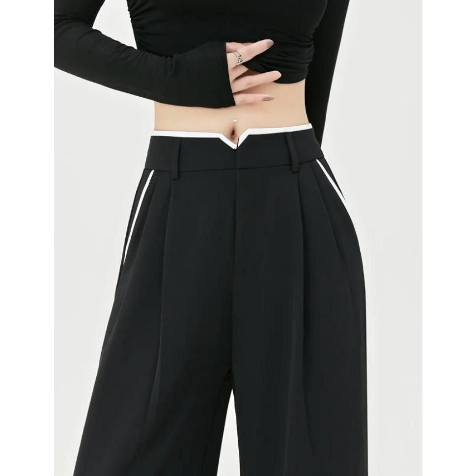 Chic High Waist Casual Wide Leg Pants with Pockets for Women