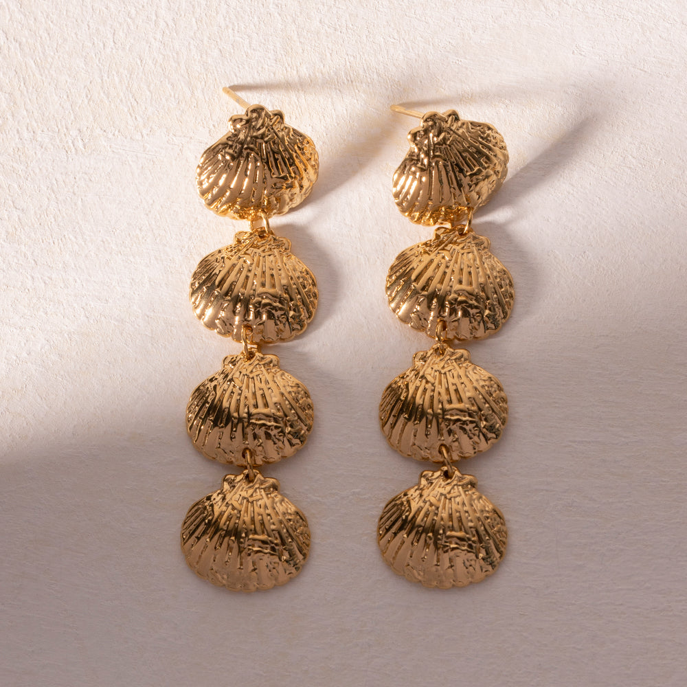 Gold Plated Stainless Steel Geometric Shell Earrings