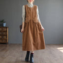 Women's Sleeveless Corduroy Pocket Dress