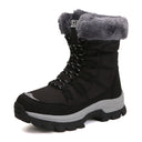 Botines de cuña con cordones y forro de forro polar para mujer