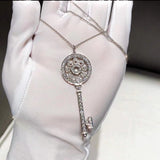 Sunflower Key Necklace Long Sterling Silver Plated 18k Gold For Men And Women - Dazpy