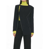 Chic Summer Women's Black Asymmetric Blazer