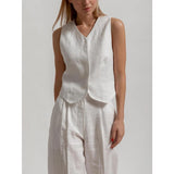 Chic Cotton Linen Summer Vest & Pants Set for Women